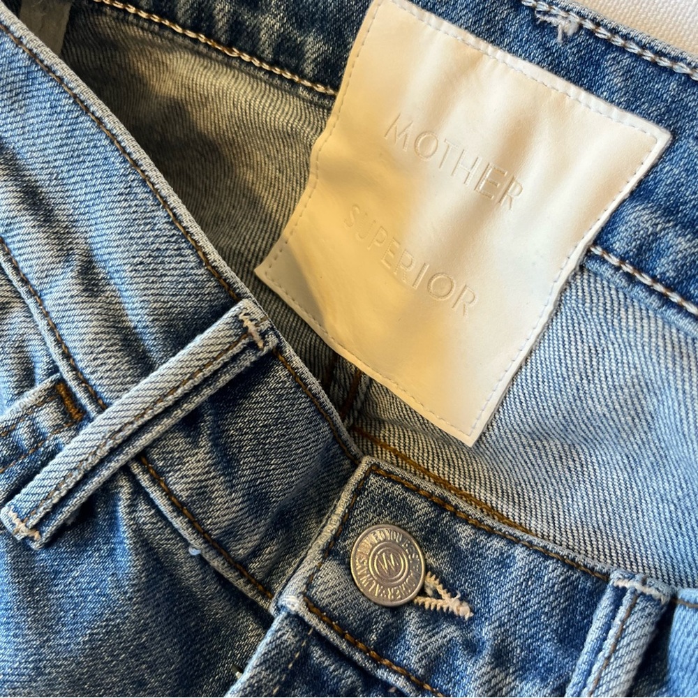 Mother Superior The Hustler Ankle Fray jeans 26 Crushing Hard medium blue wash - Picture 7 of 12